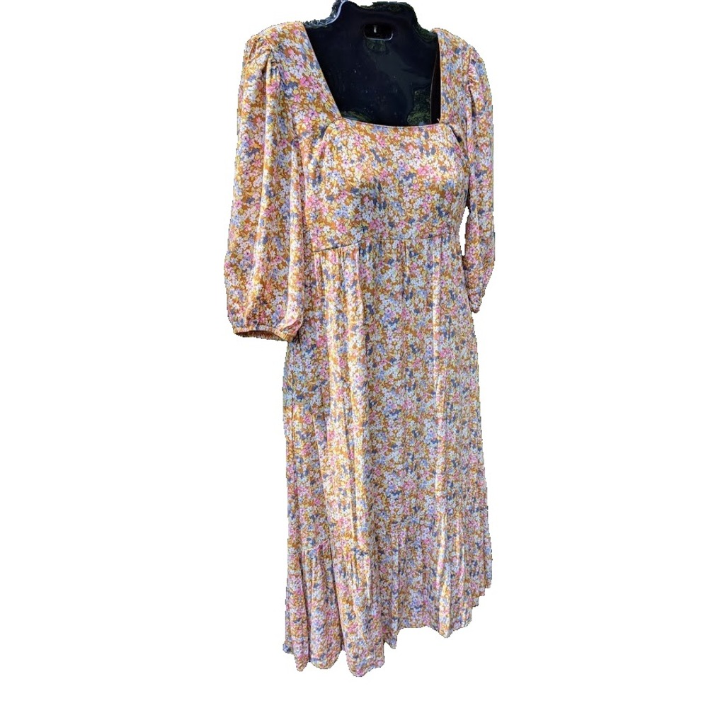 Babydoll Dress Size XS Floral Flowy Tiered Smocked Cottagecore Feminine Prairie